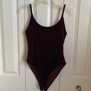 Forever 21 Burgundy Velvet Bodysuit
